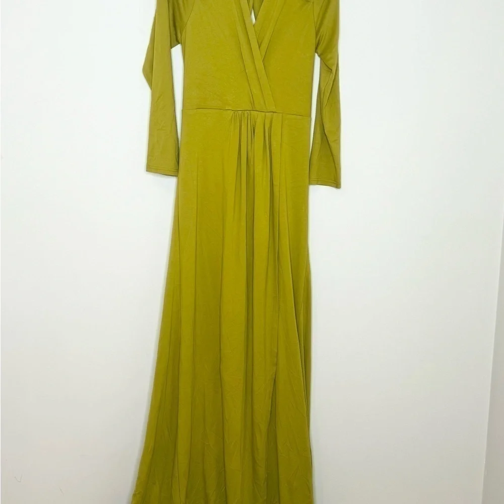 NWT YAURA Layo Cut Out Faux Wrap Gown Olive Size 10